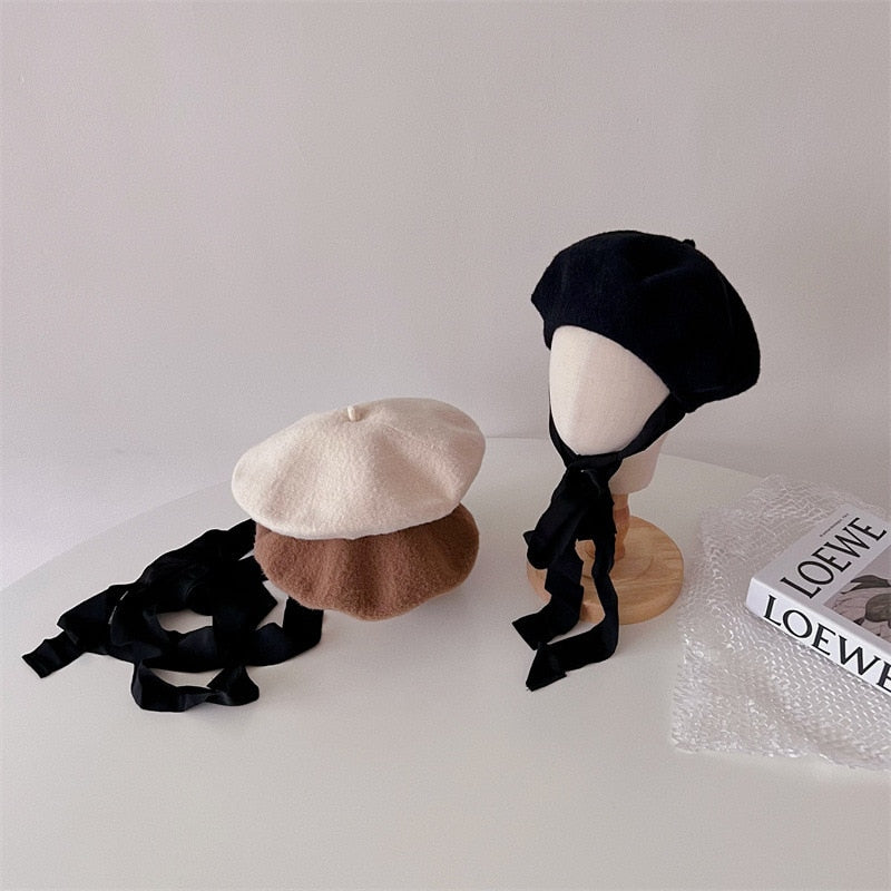 Woolen Cloth Lace Up Hat