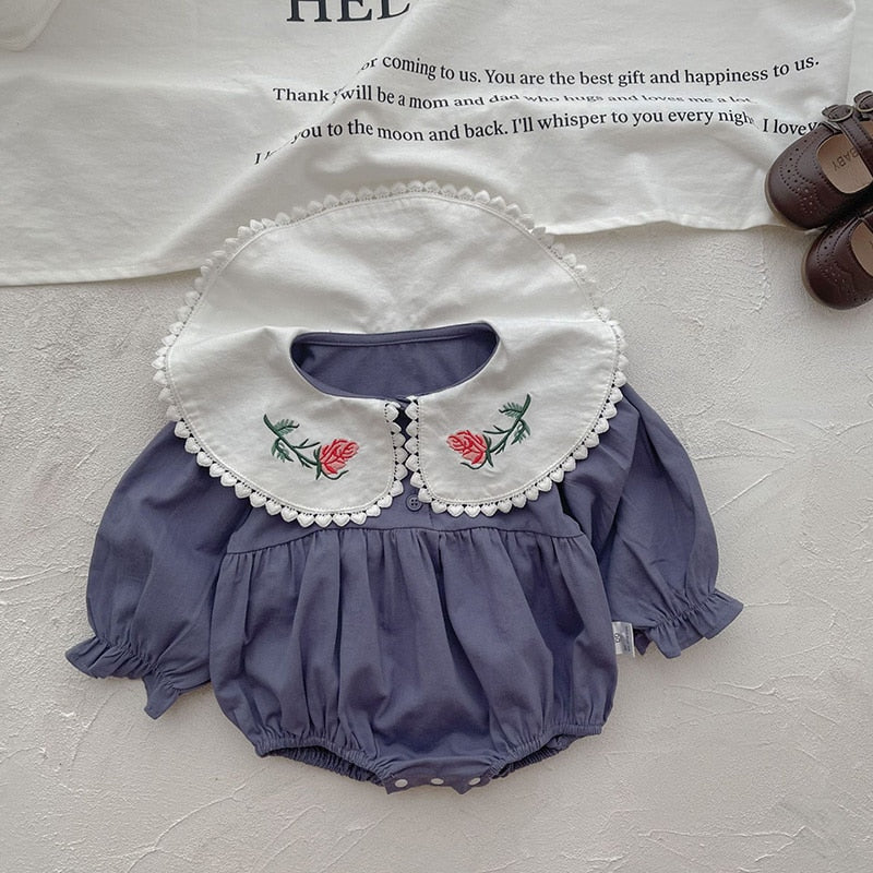 Peter Pan Collar Embroidery Bodysuit