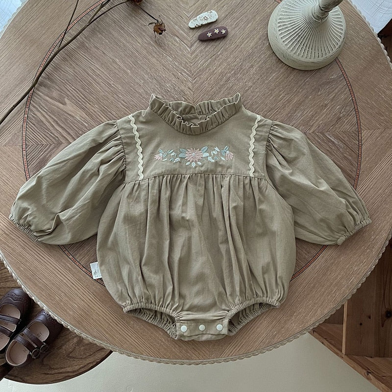 Embroidery Bodysuits Long Sleeve Baby Outfit