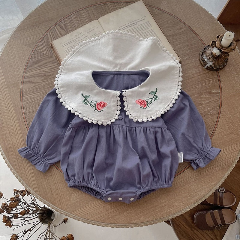 Peter Pan Collar Embroidery Bodysuit