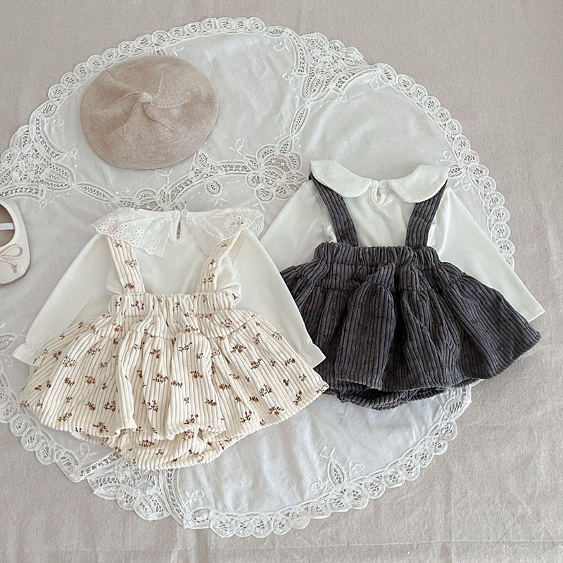 Infant Cute Bottoming Shirt +Floral Bodysuit Set