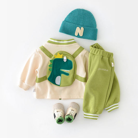 Autumn Dinosaur Cardigan Baby Clothing Set