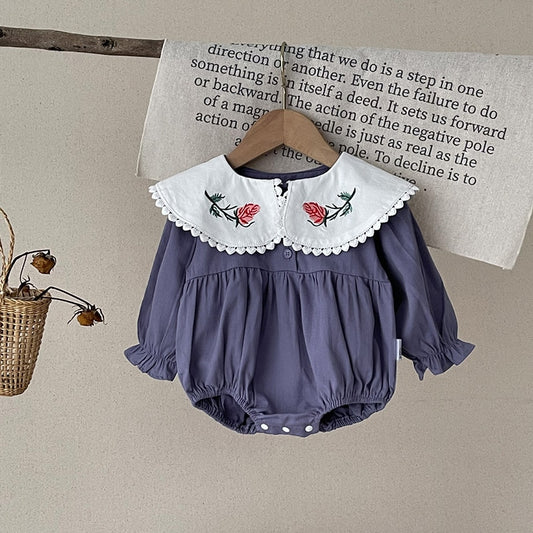 Peter Pan Collar Embroidery Bodysuit